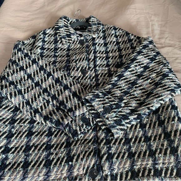 Mango Tweed Plaid Jacket Shacket Size L - Picture 14 of 16